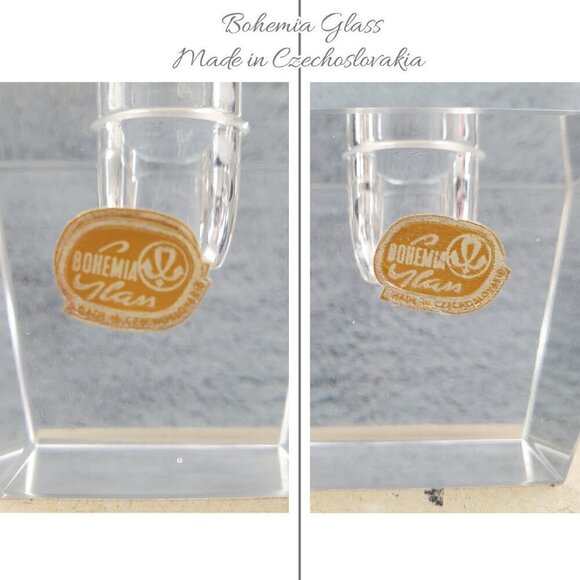 Bohemia Glass MCM VTG Czechoslovakia Crystal Candle Stick Holders Pair Orig. Box - Picture 6 of 17
